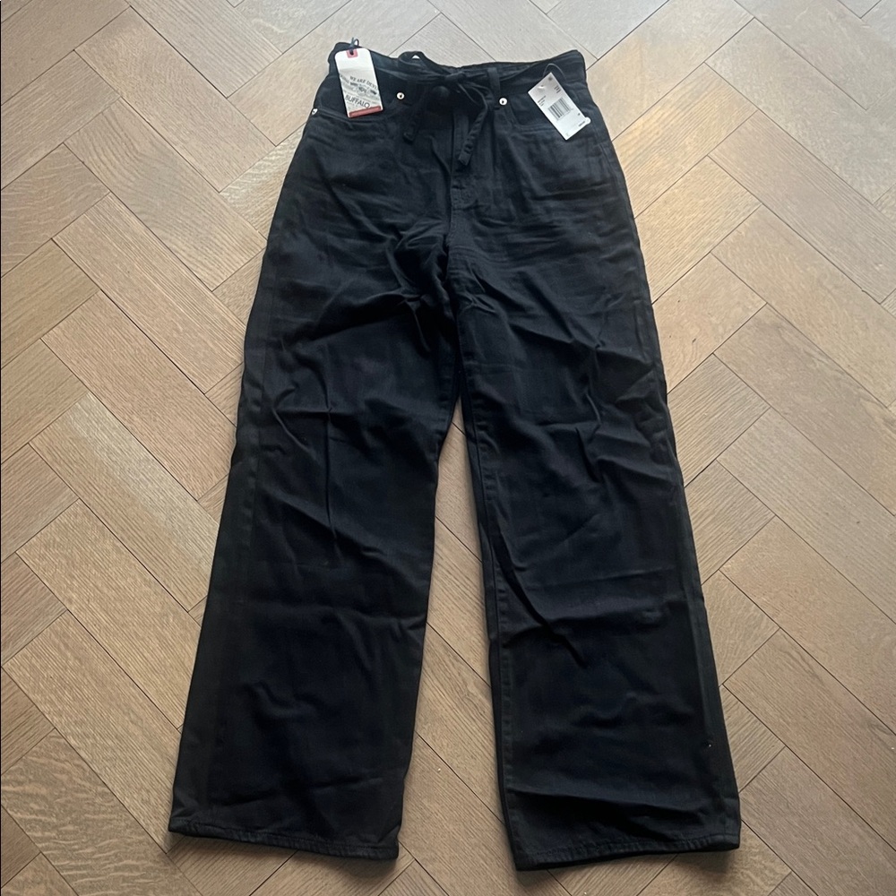 Black tie waist high rise jeans